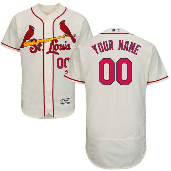 Men St. Louis Cardinals Majestic AlternateCream  Ivory Flex Base Authentic Collection Custom MLB Jersey